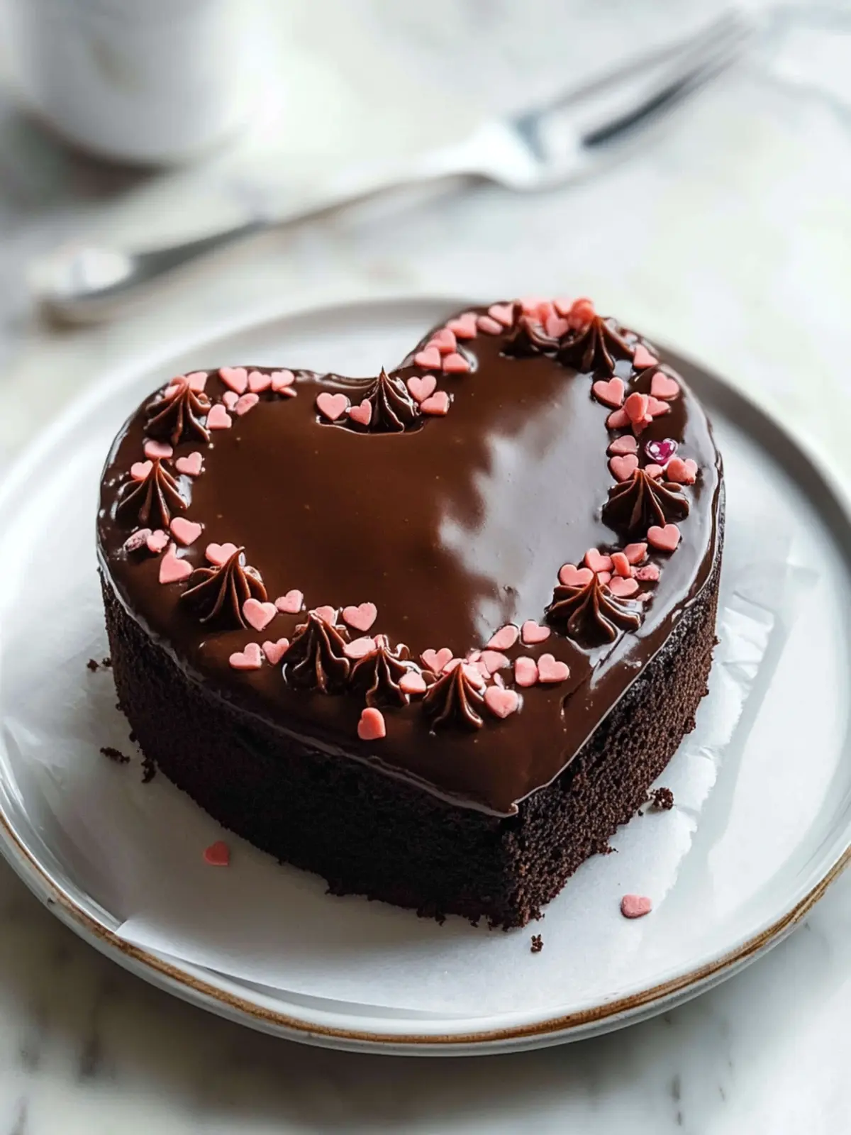 Heart-Shaped Chocolate Ganache Cake