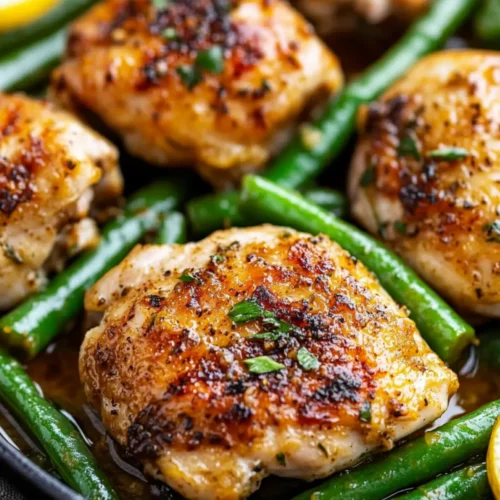 Lemon Garlic Butter Chicken Thighs Recipe with Green Beans