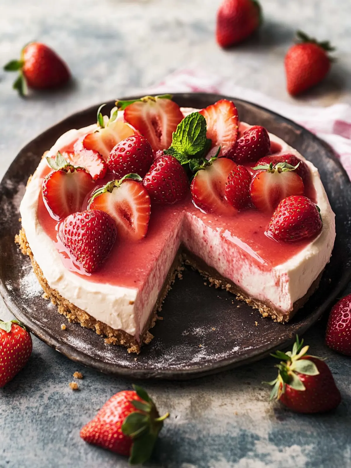 No-Bake Strawberry Cheesecake
