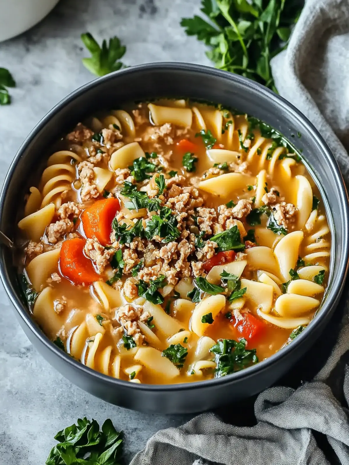 Classic Ground Turkey Pasta Soup