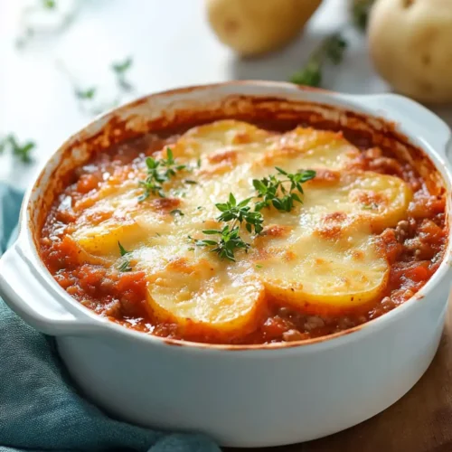 Best Hamburger and Potato Casserole with Tomato Soup