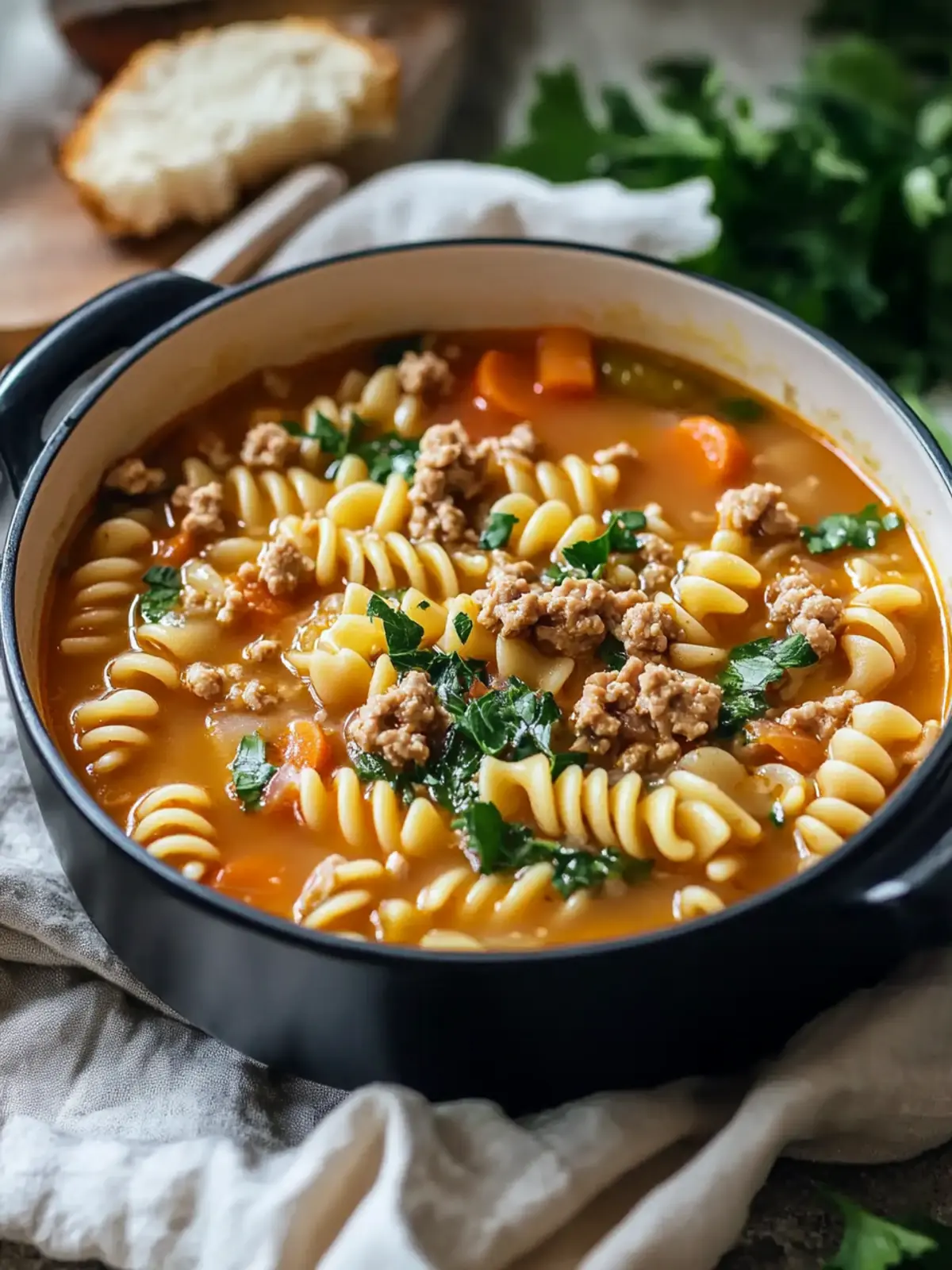 Classic Ground Turkey Pasta Soup