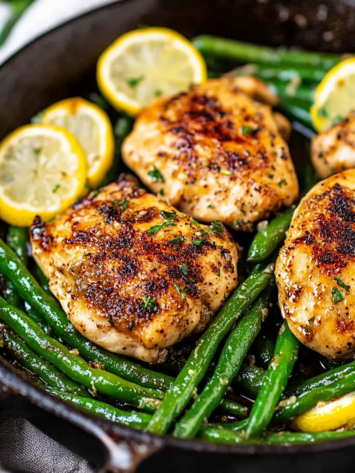 Lemon Garlic Chicken Skillet with Green Beans