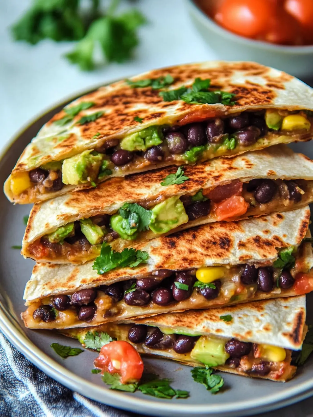 Vegan Quesadillas with Black Beans and Avocado