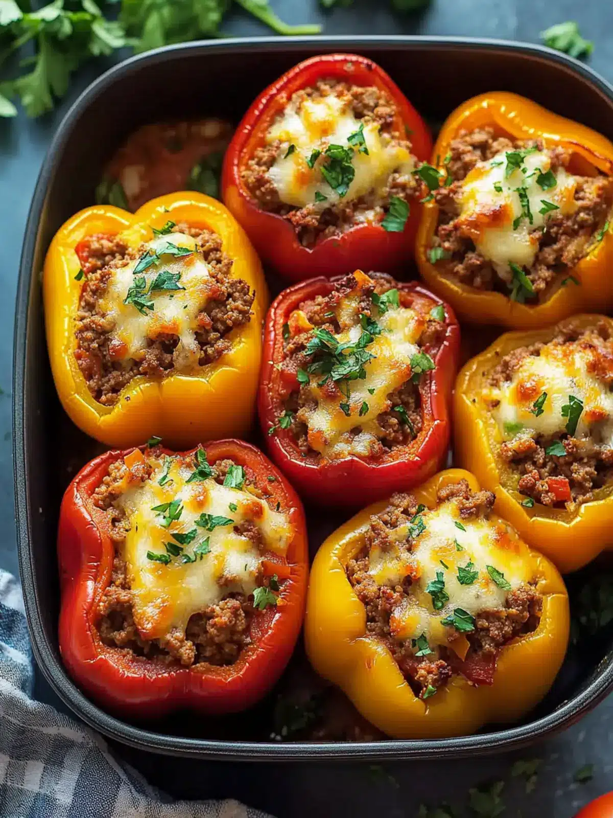 Italian Stuffed Peppers with Ground Beef
