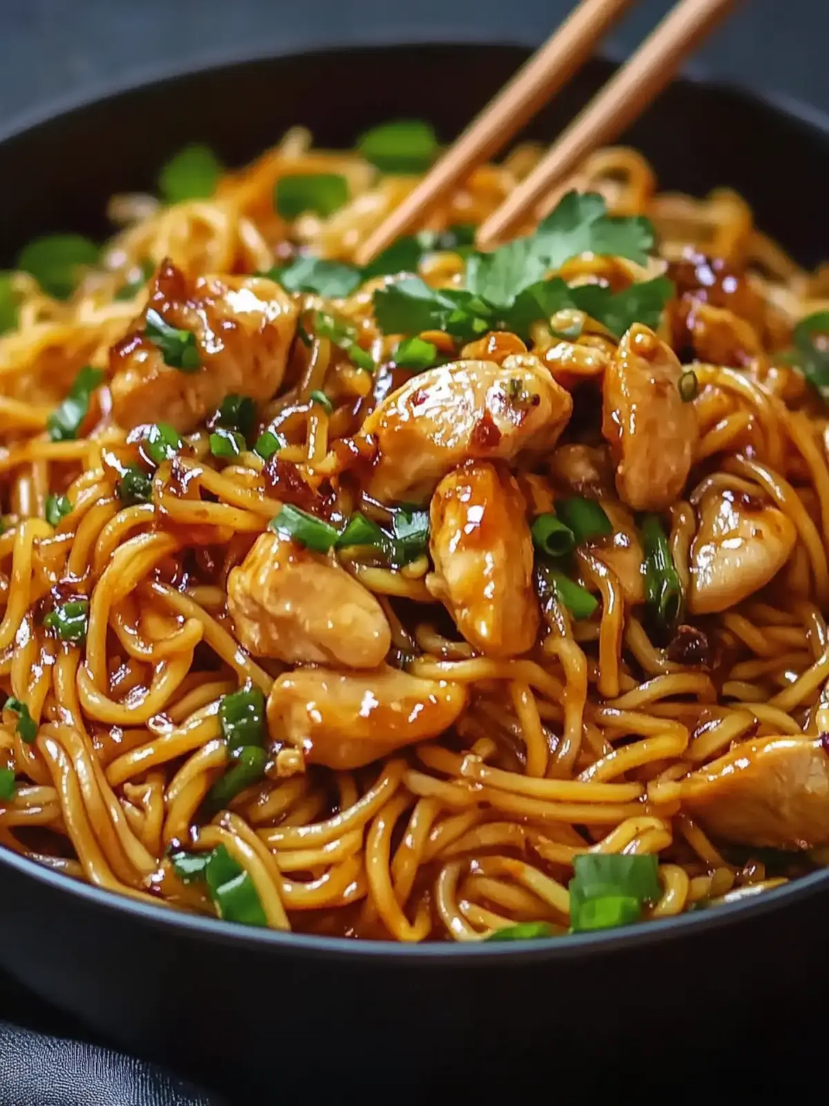 Sticky Garlic Chicken Noodles Recipe