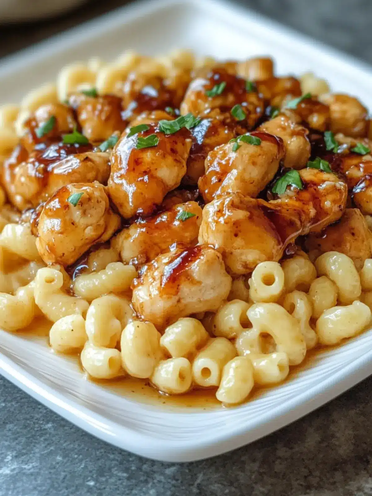 Protein-Packed Honey Garlic Chicken with Cheesy Mac Bliss