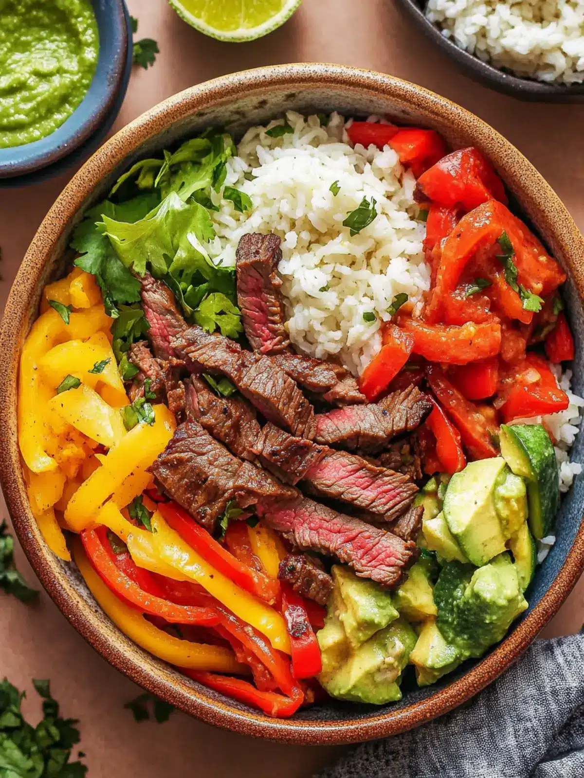 Healthy Low Carb Steak Fajita Bowl Recipe