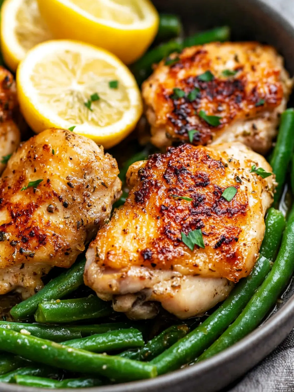 Lemon Garlic Butter Chicken Thighs Recipe with Green Beans