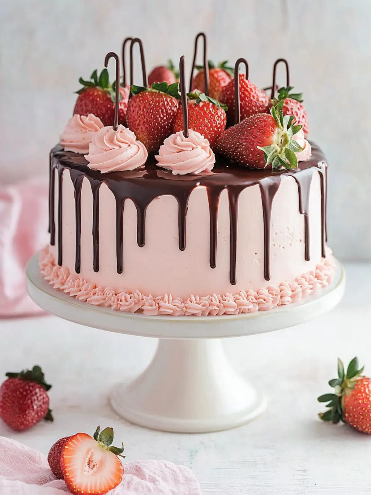 Chocolate Covered Strawberry Drip Cake