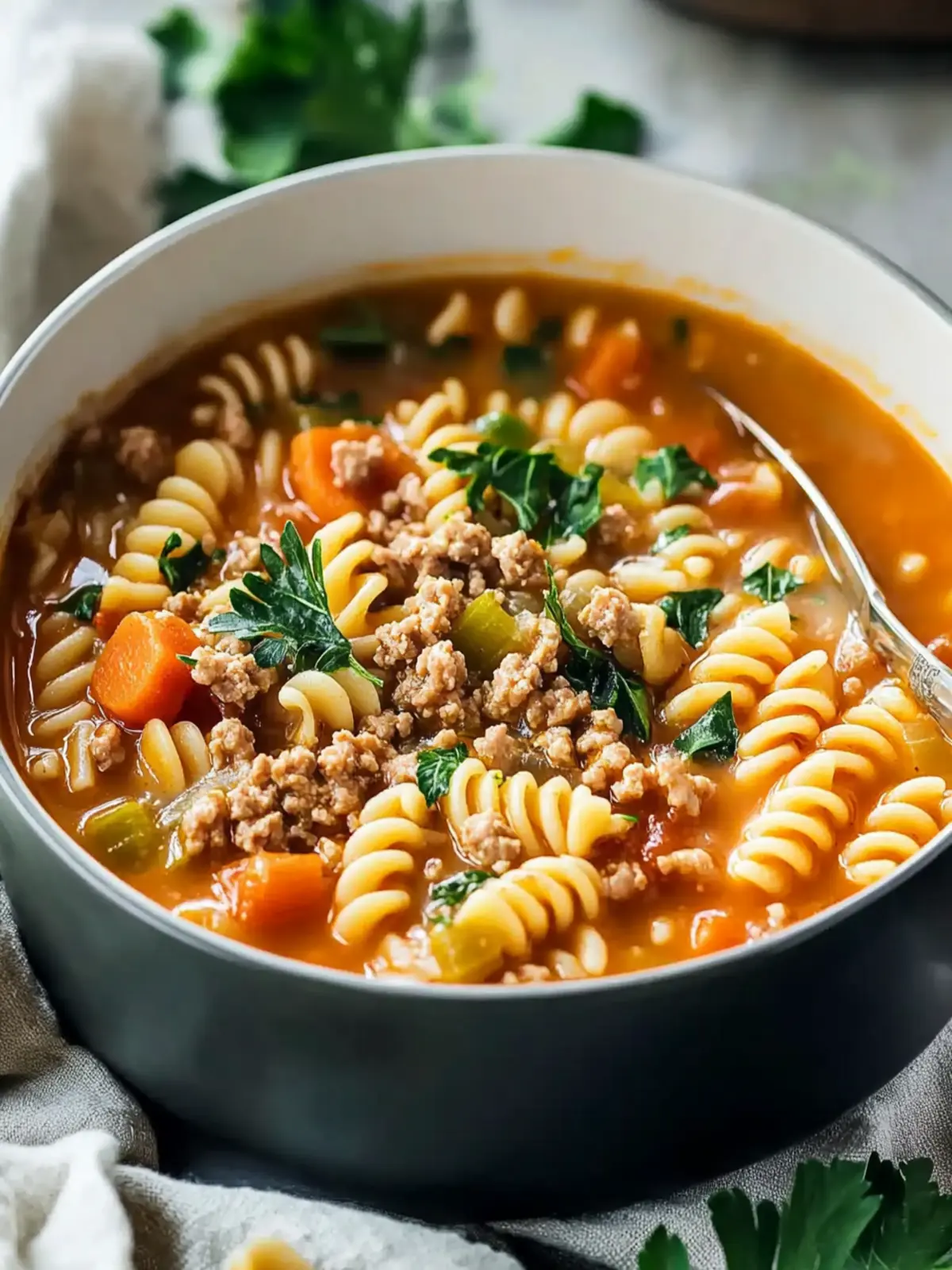 Classic Ground Turkey Pasta Soup