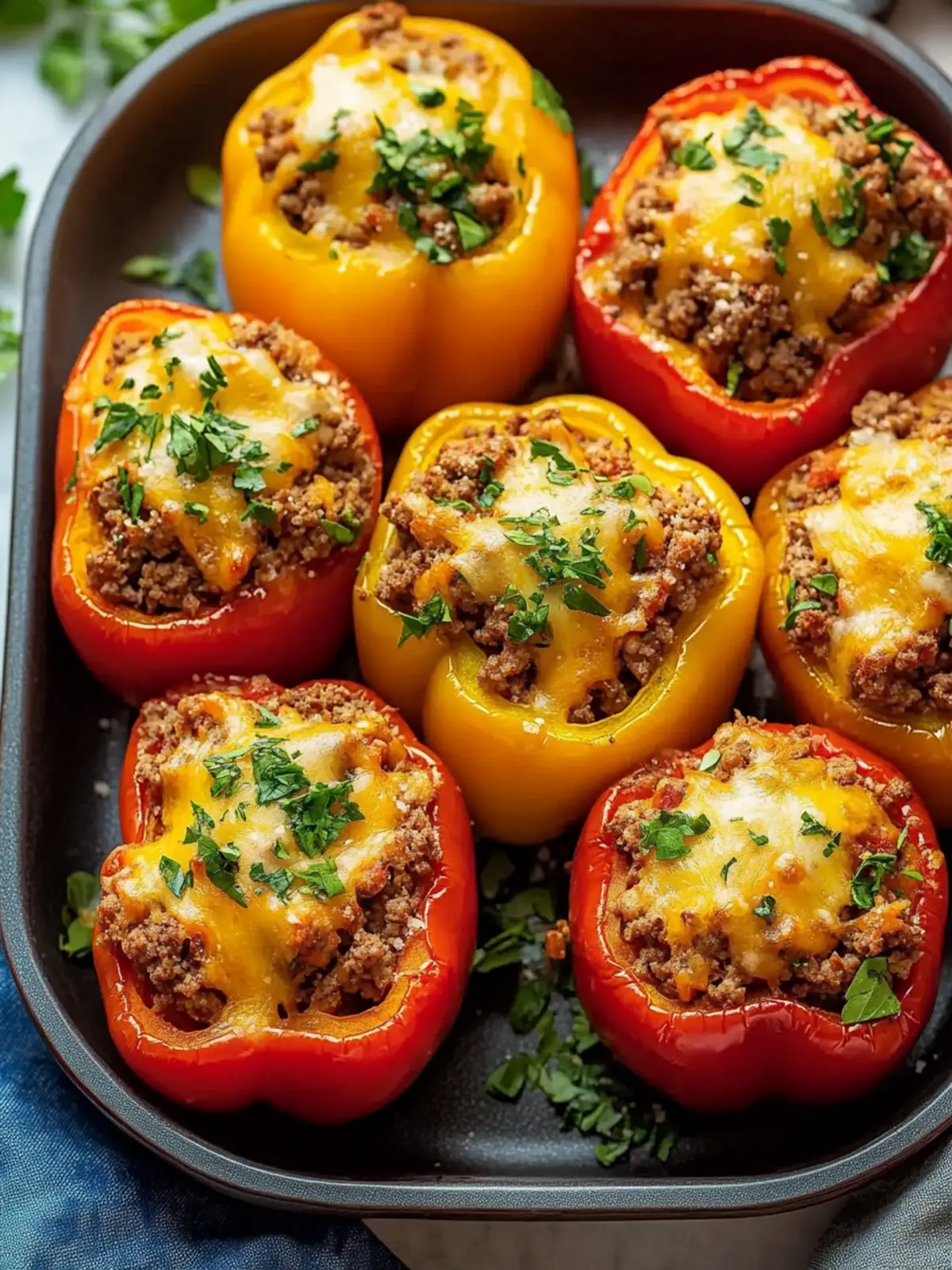 Italian Stuffed Peppers with Ground Beef