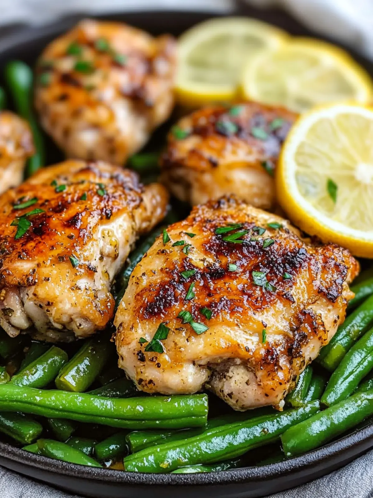 Lemon Garlic Butter Chicken Thighs Recipe with Green Beans