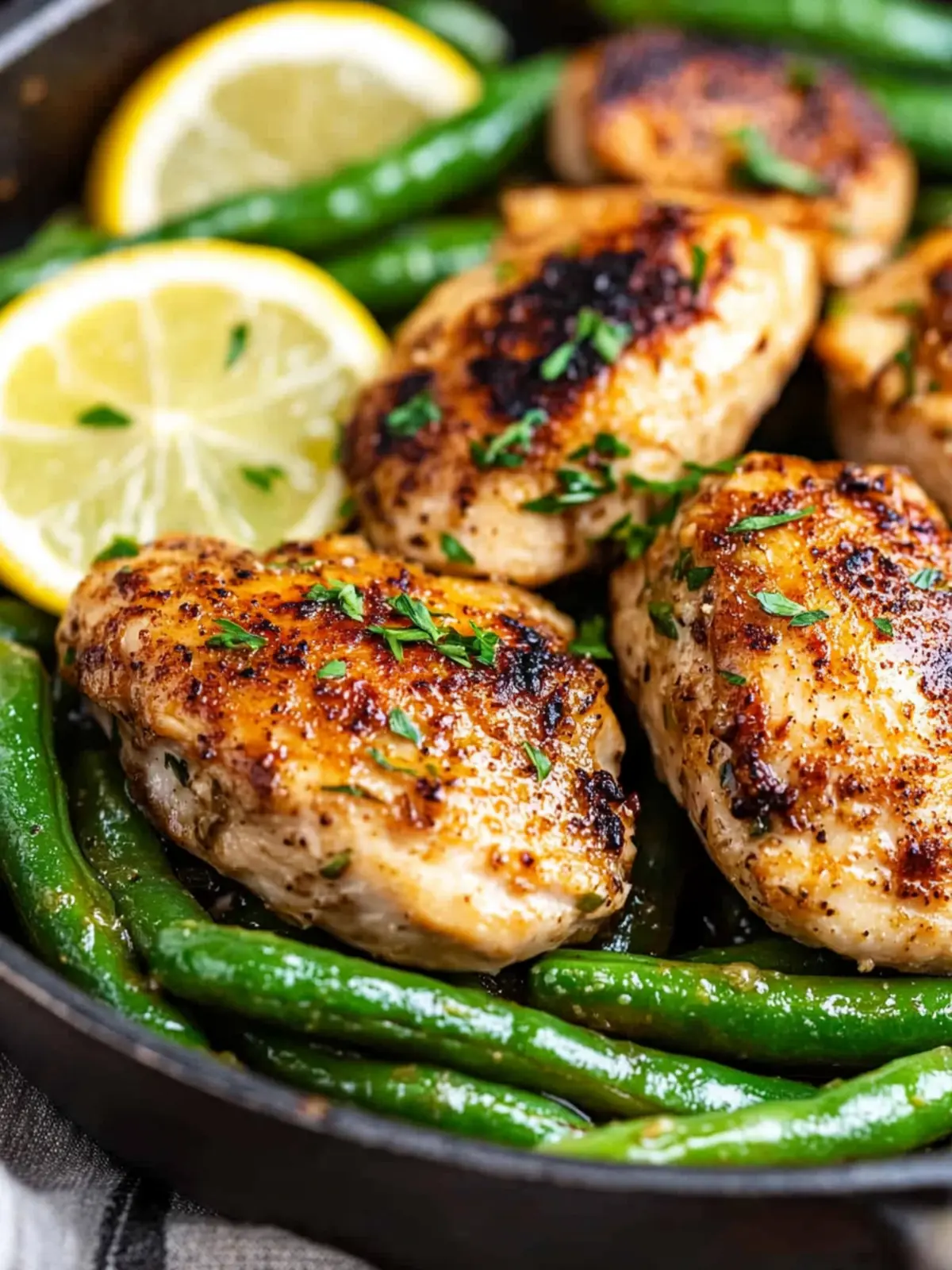 Lemon Garlic Chicken Skillet with Green Beans
