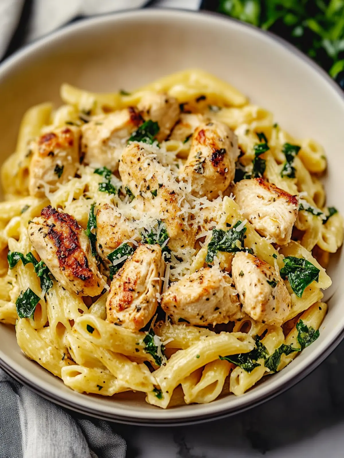 Healthy Garlic Parmesan Chicken Pasta