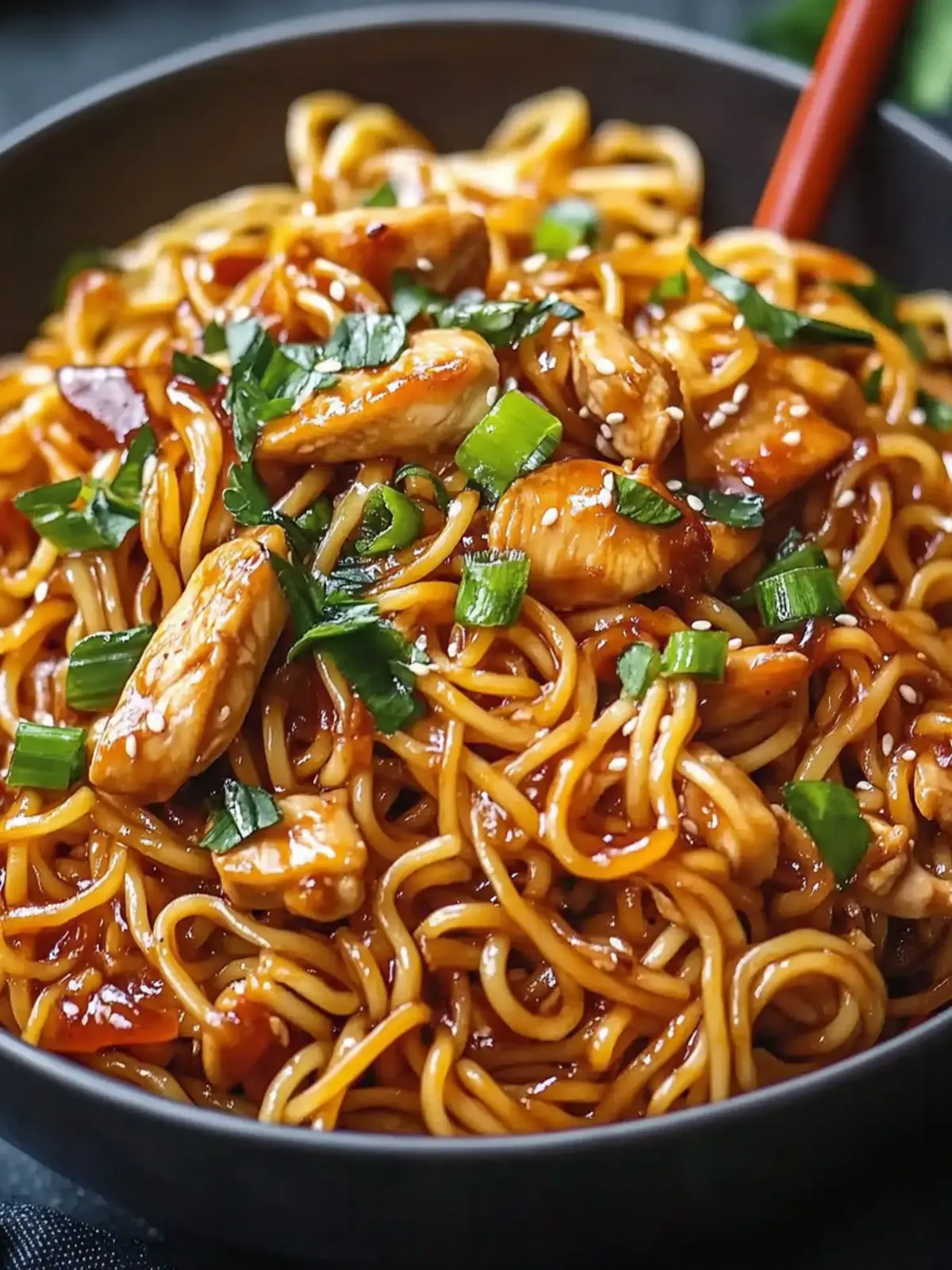 Sticky Garlic Chicken Noodles Recipe