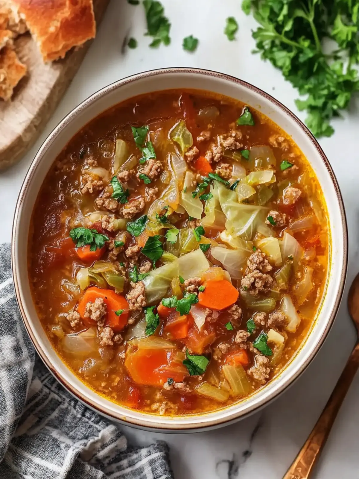 One-Pot Ground Beef and Cabbage Soup