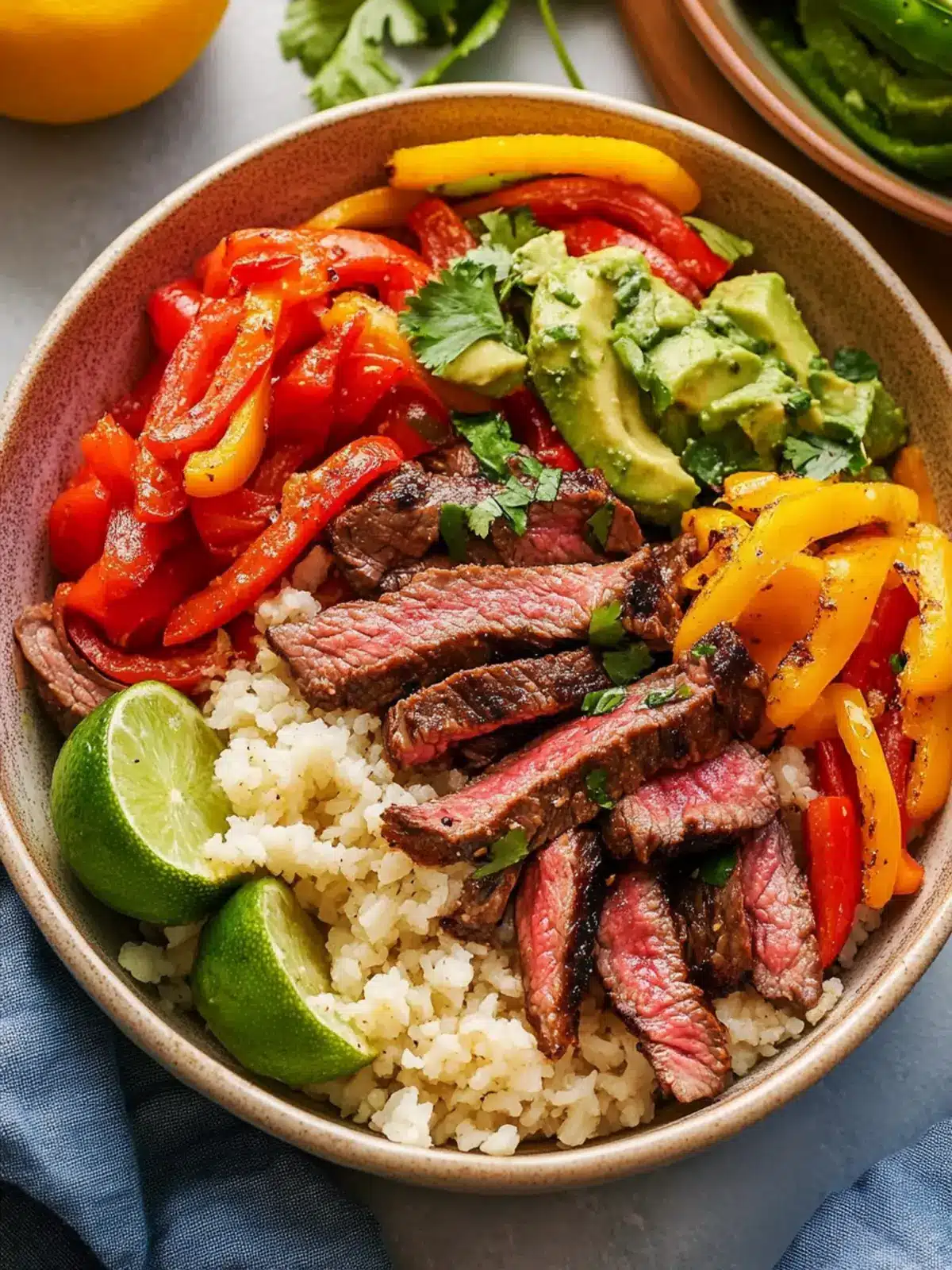 Healthy Low Carb Steak Fajita Bowl Recipe