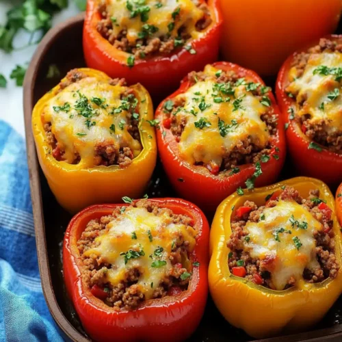 Italian Stuffed Peppers with Ground Beef