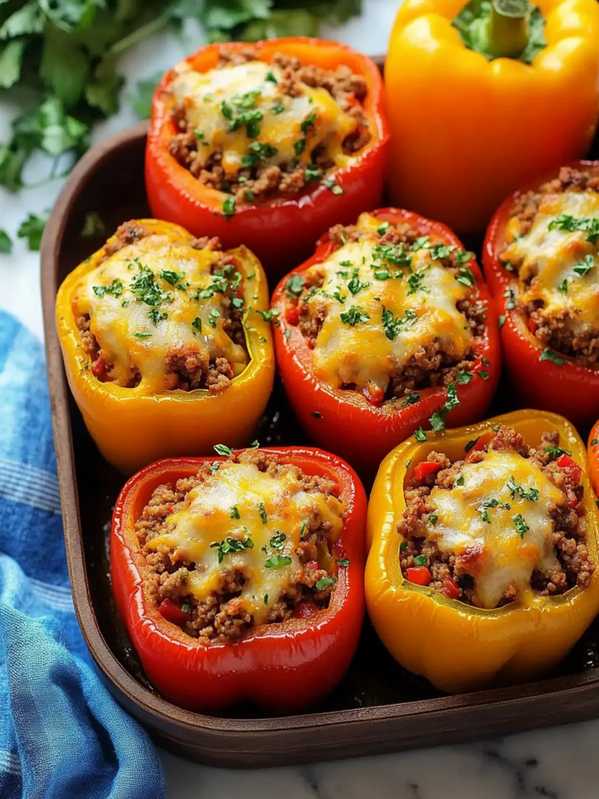 Italian Stuffed Peppers with Ground Beef