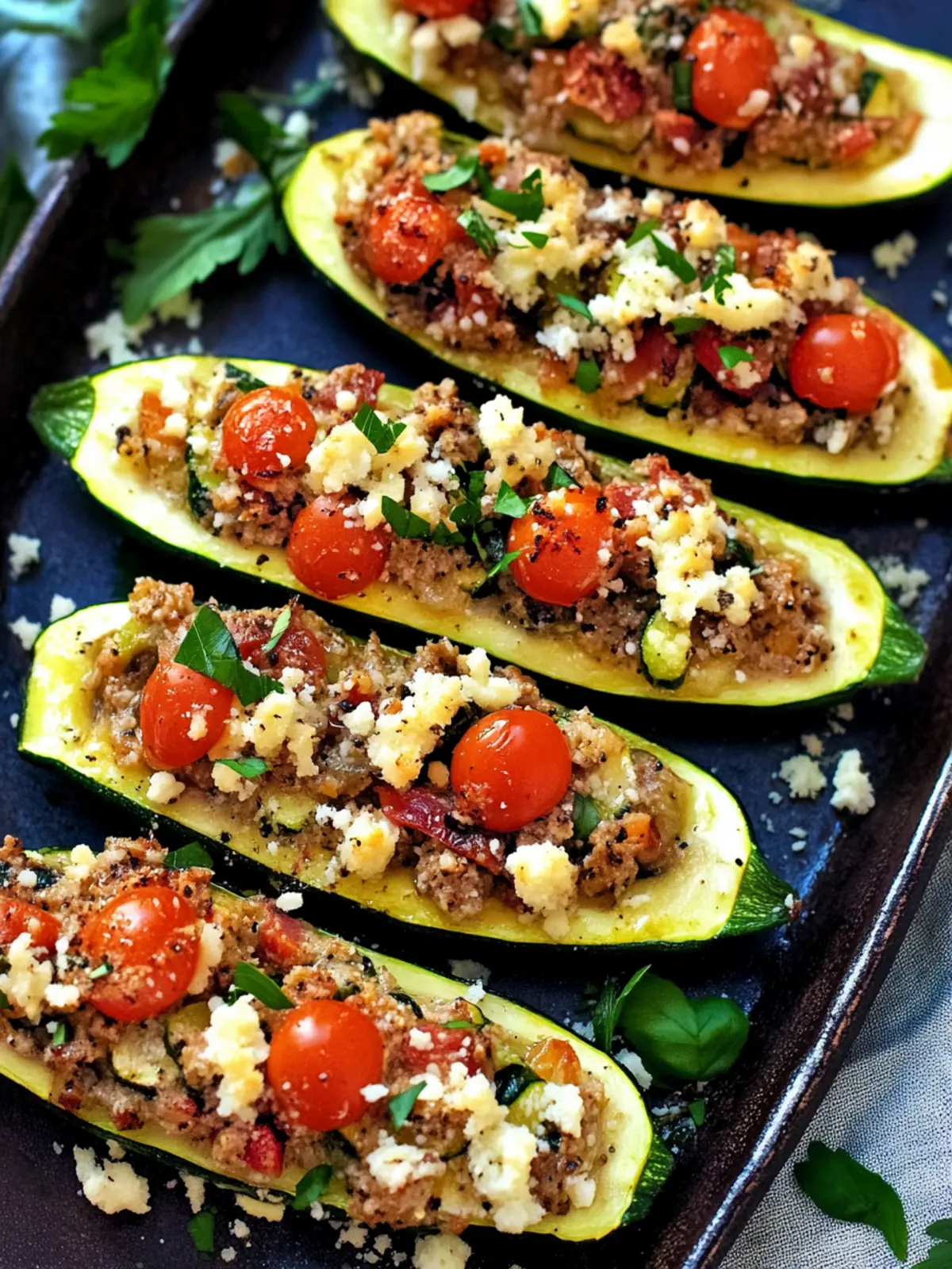 Savory Mediterranean Stuffed Zucchini Boats in 20 Minutes