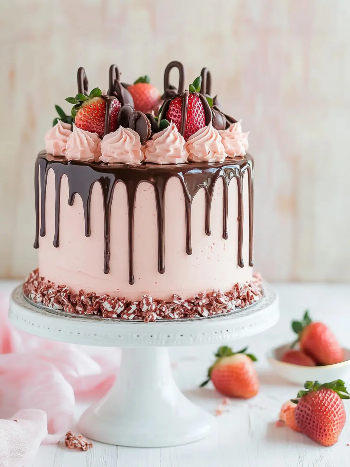 Chocolate Covered Strawberry Drip Cake