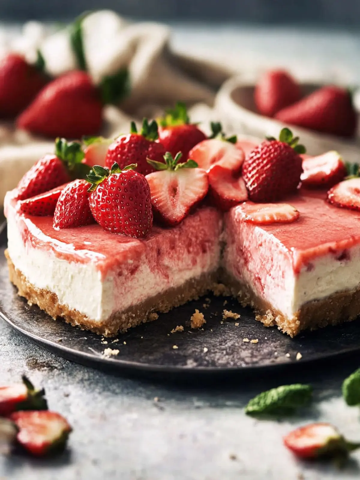 No-Bake Strawberry Cheesecake