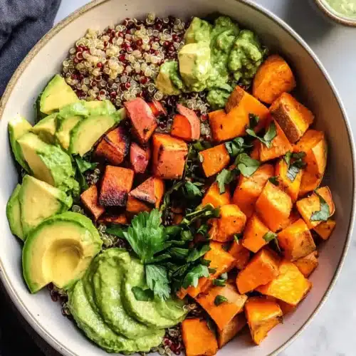 Plant-Based Power Bowl with Sweet Potatoes & Quinoa