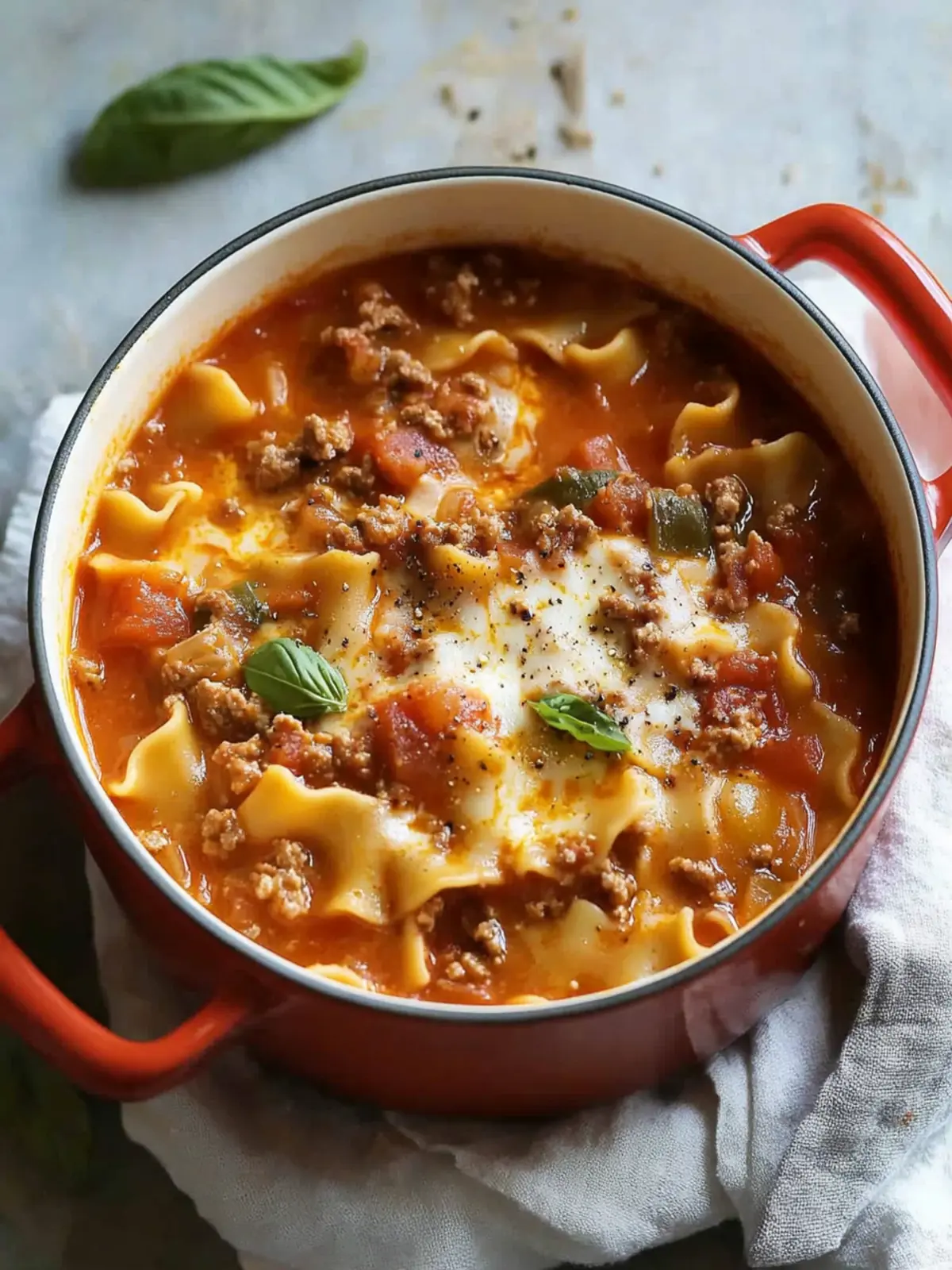 Simple Lasagna Soup No Ricotta