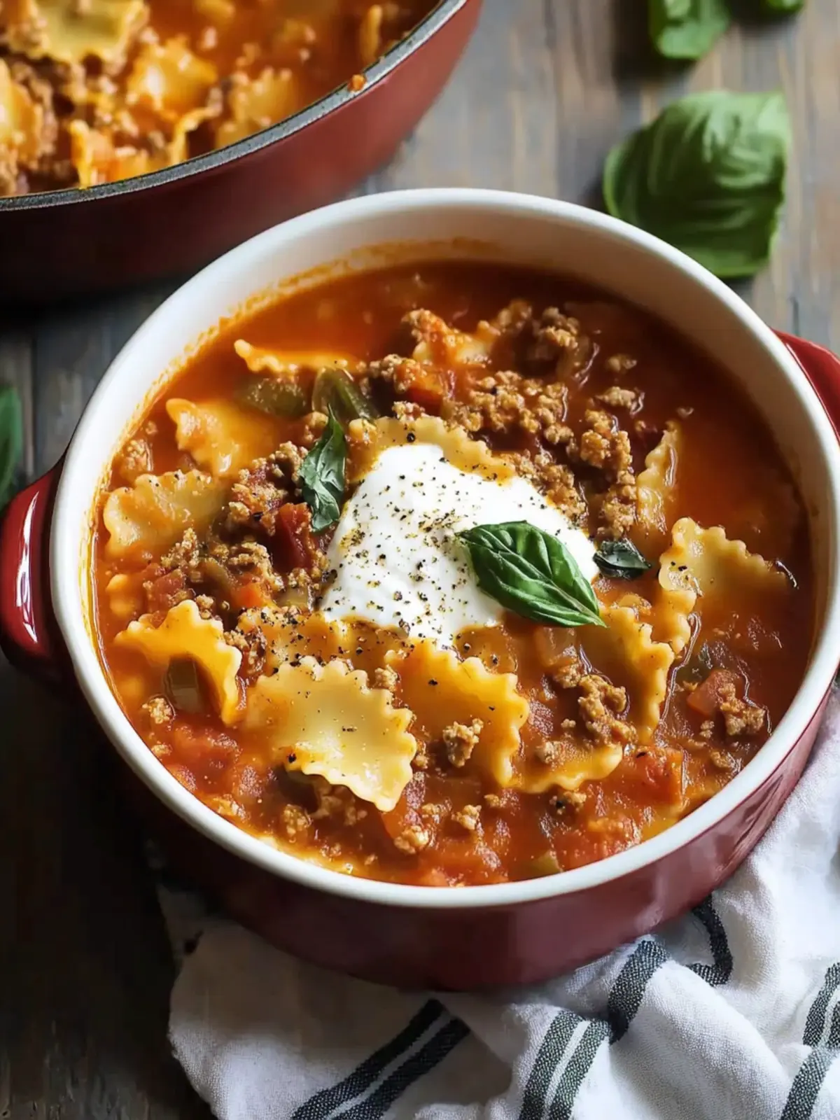Simple Lasagna Soup No Ricotta