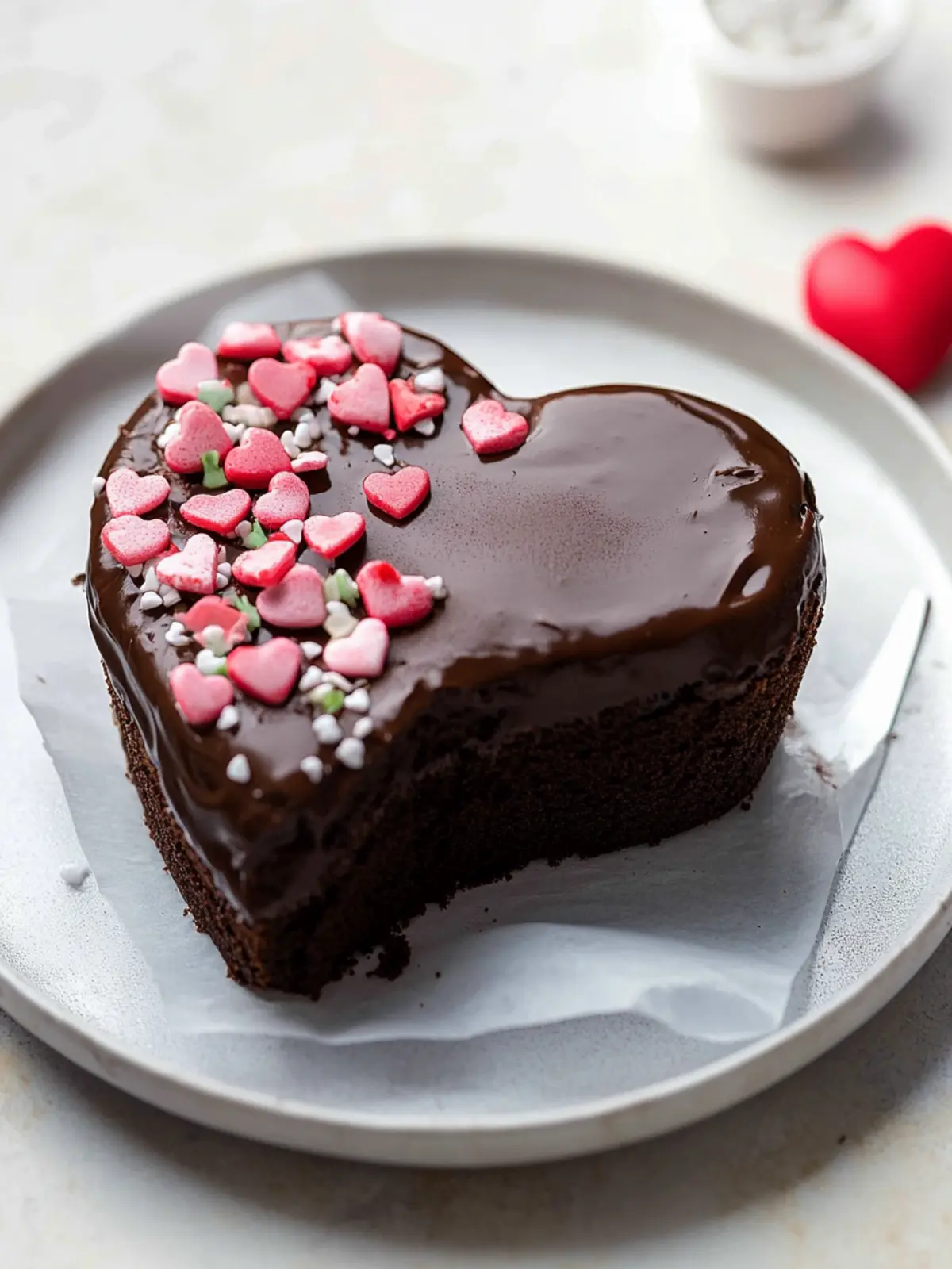 Heart-Shaped Chocolate Ganache Cake