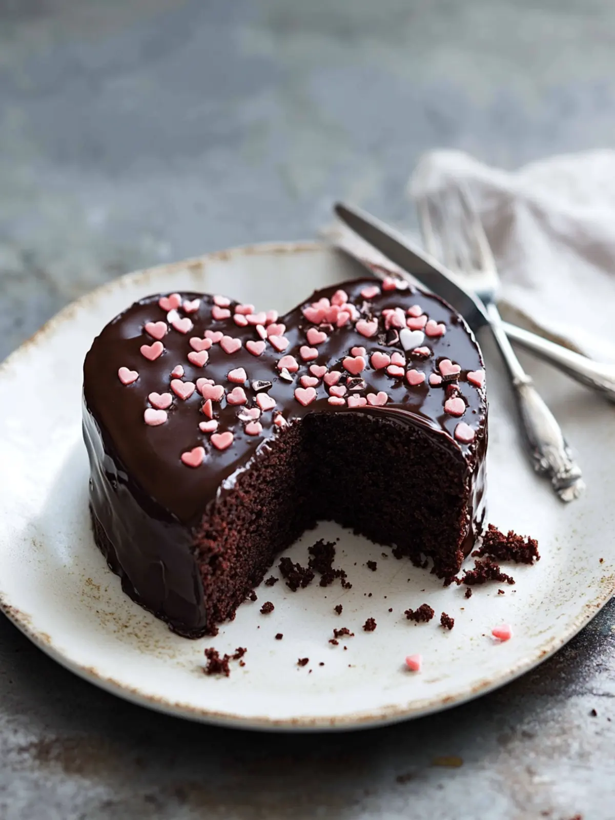 Heart-Shaped Chocolate Ganache Cake