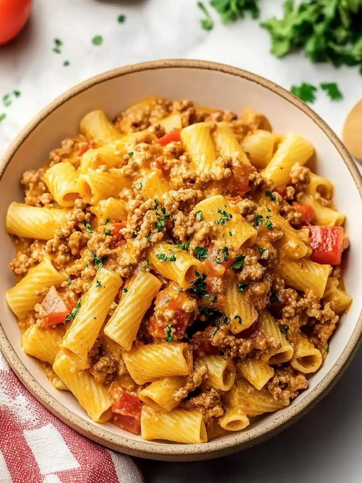 Creamy Rotel Pasta with Ground Beef