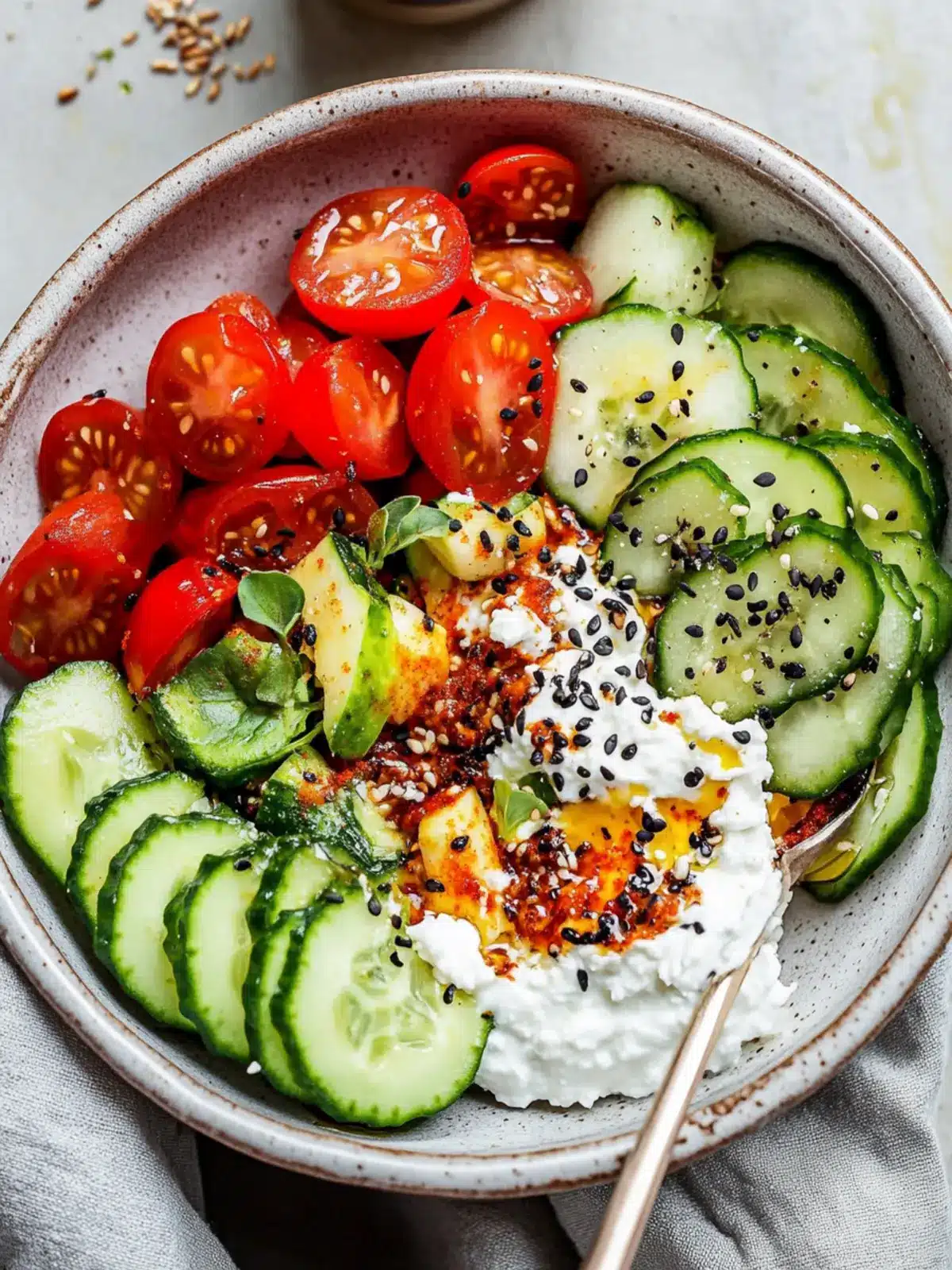 Veggie Savory Cottage Cheese Bowl