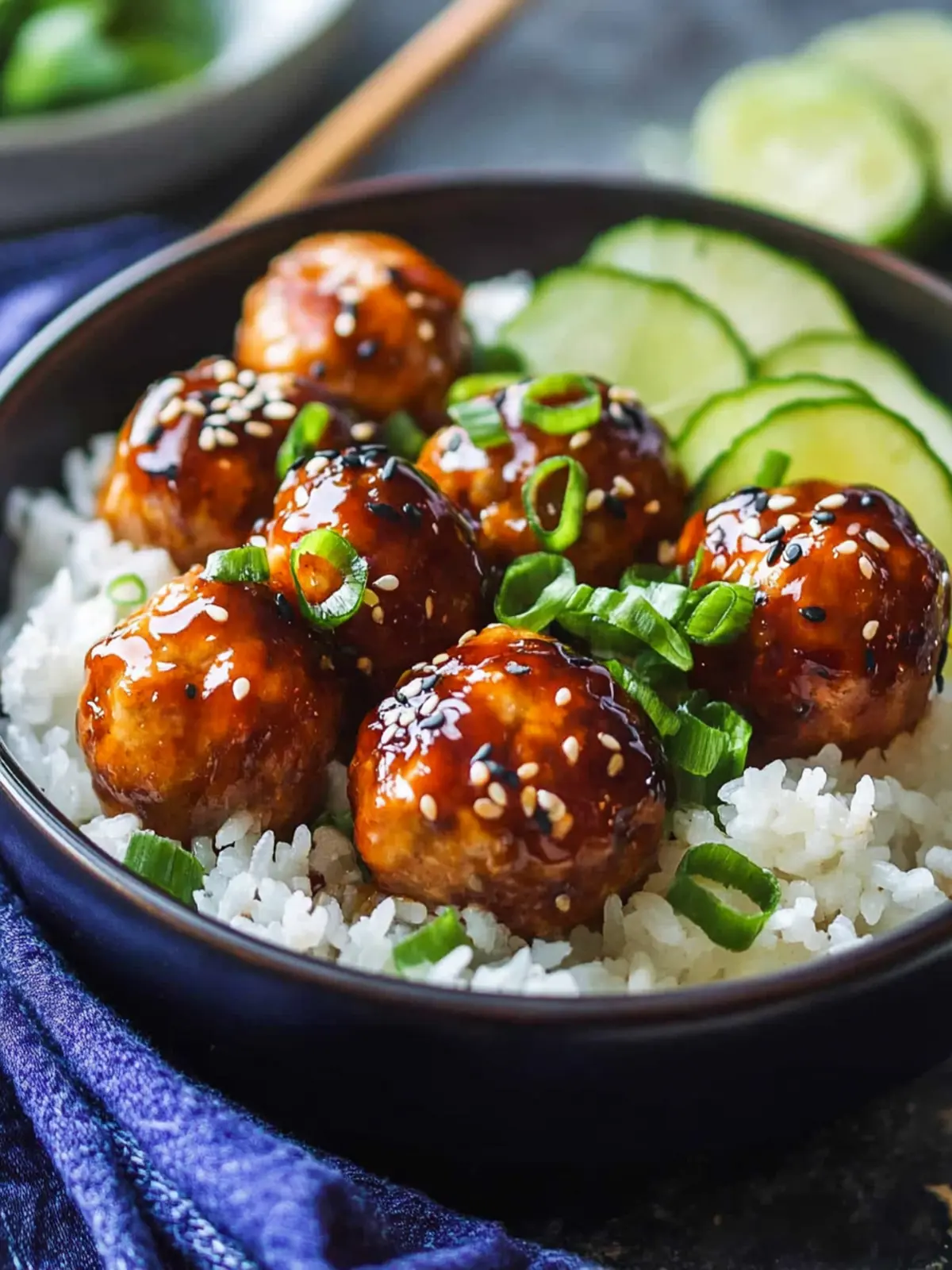 Teriyaki Chicken Meatballs and Rice Bowls