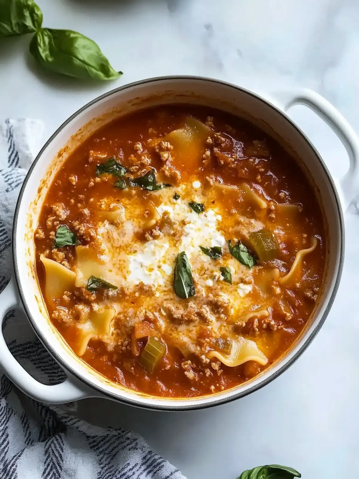 Simple Lasagna Soup No Ricotta
