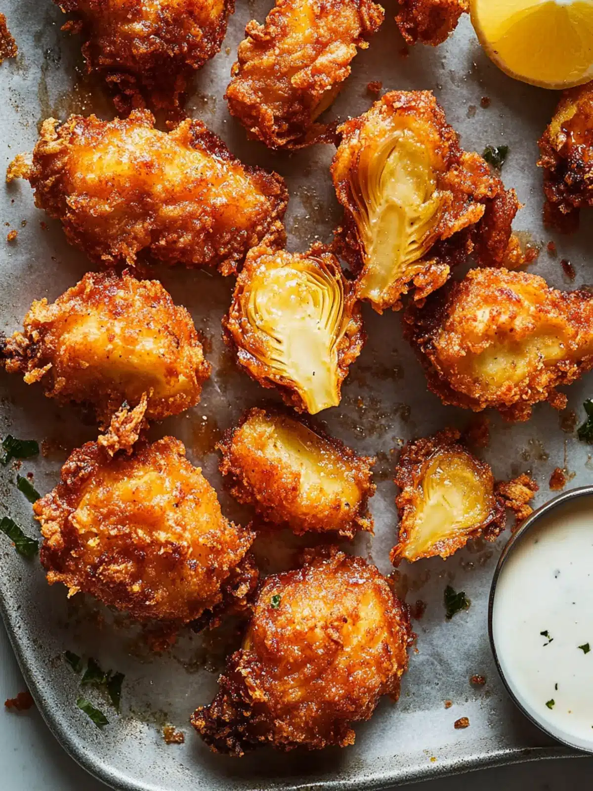 Crispy Fried Buffalo Artichoke Hearts for Game Day Fun