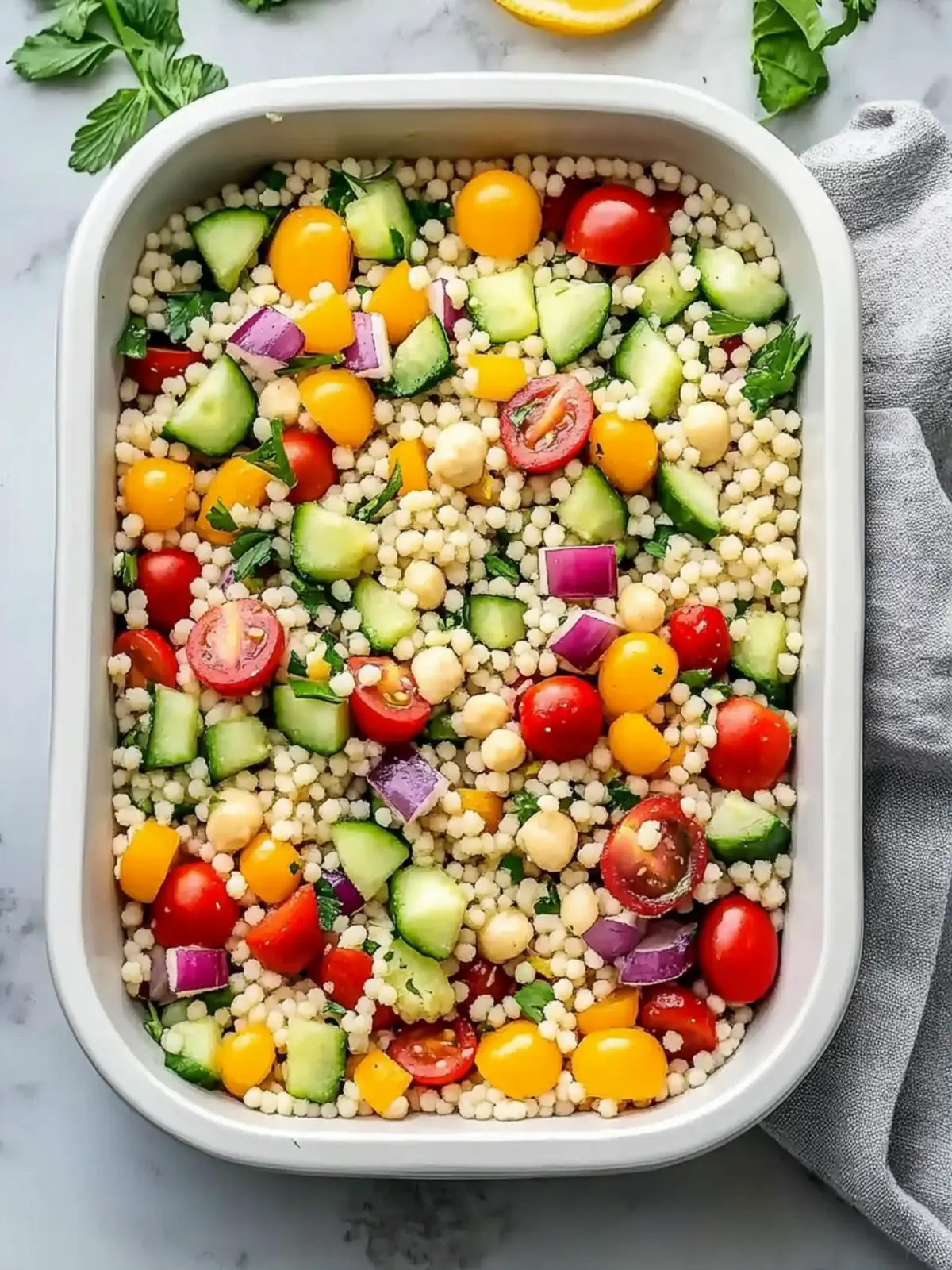 Vegetarian Mediterranean Couscous Salad Meal Prep
