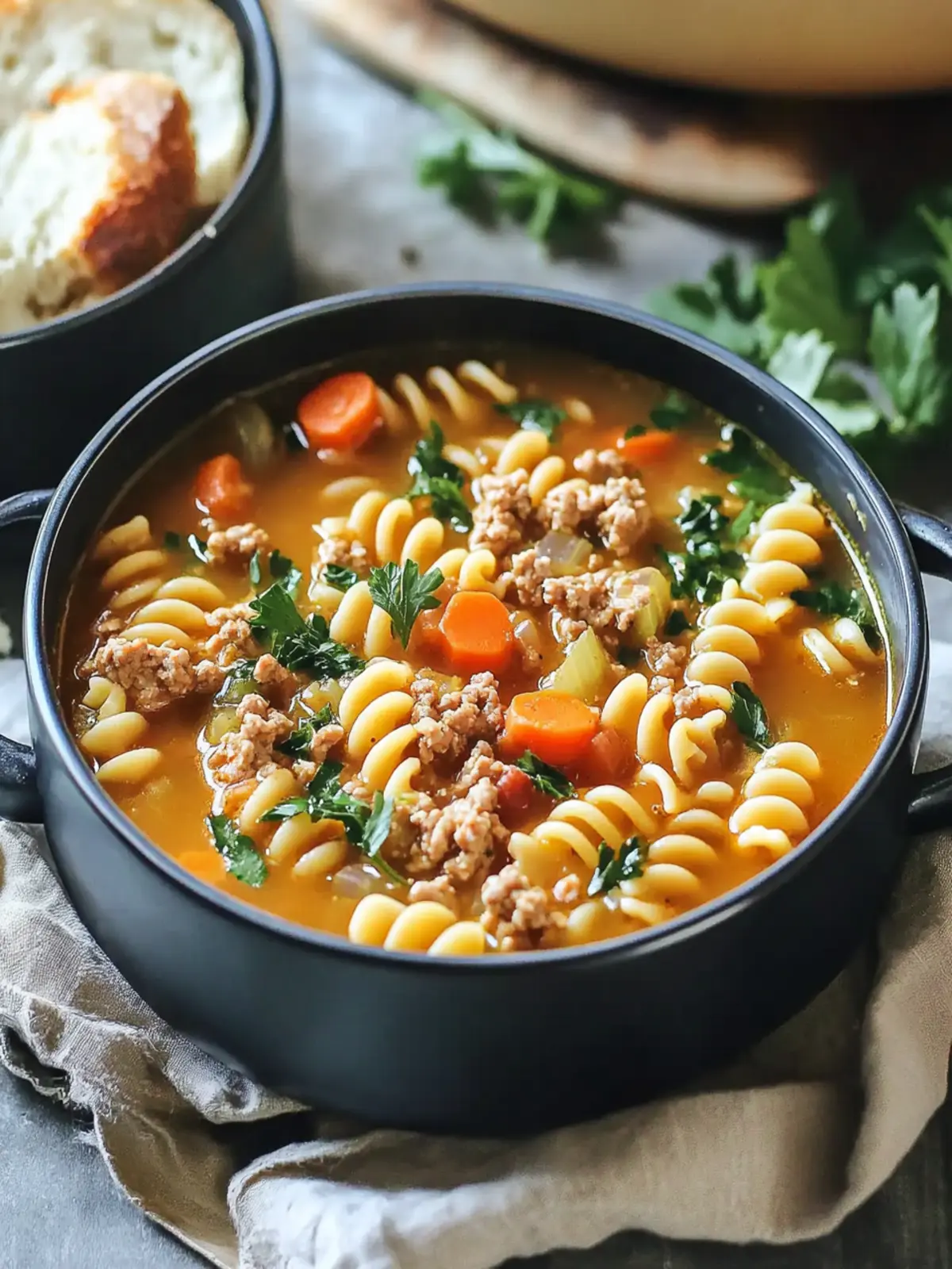 Classic Ground Turkey Pasta Soup