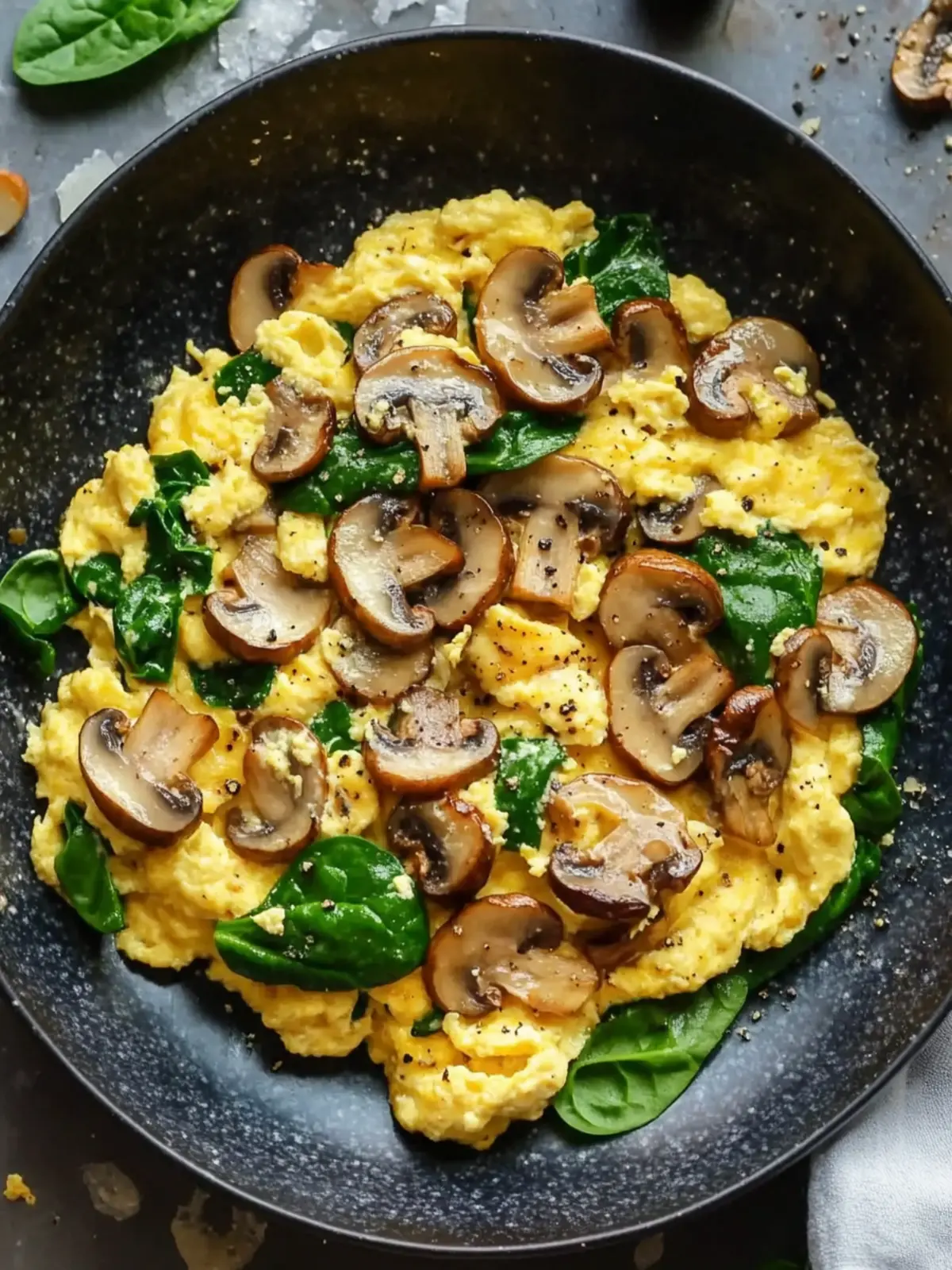 Mushroom Spinach Scrambled Eggs