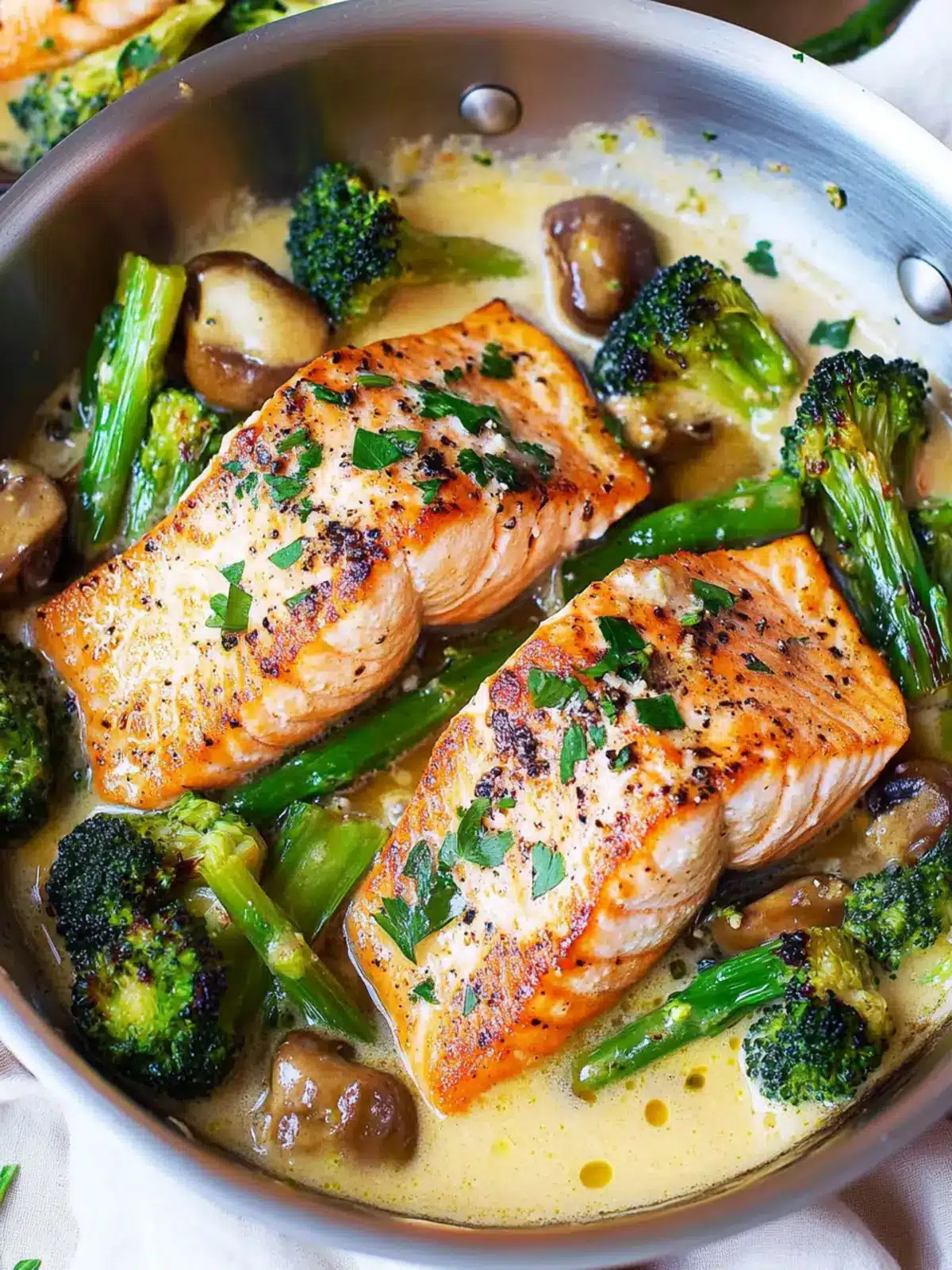 One‑Skillet Garlicky Salmon & Broccoli