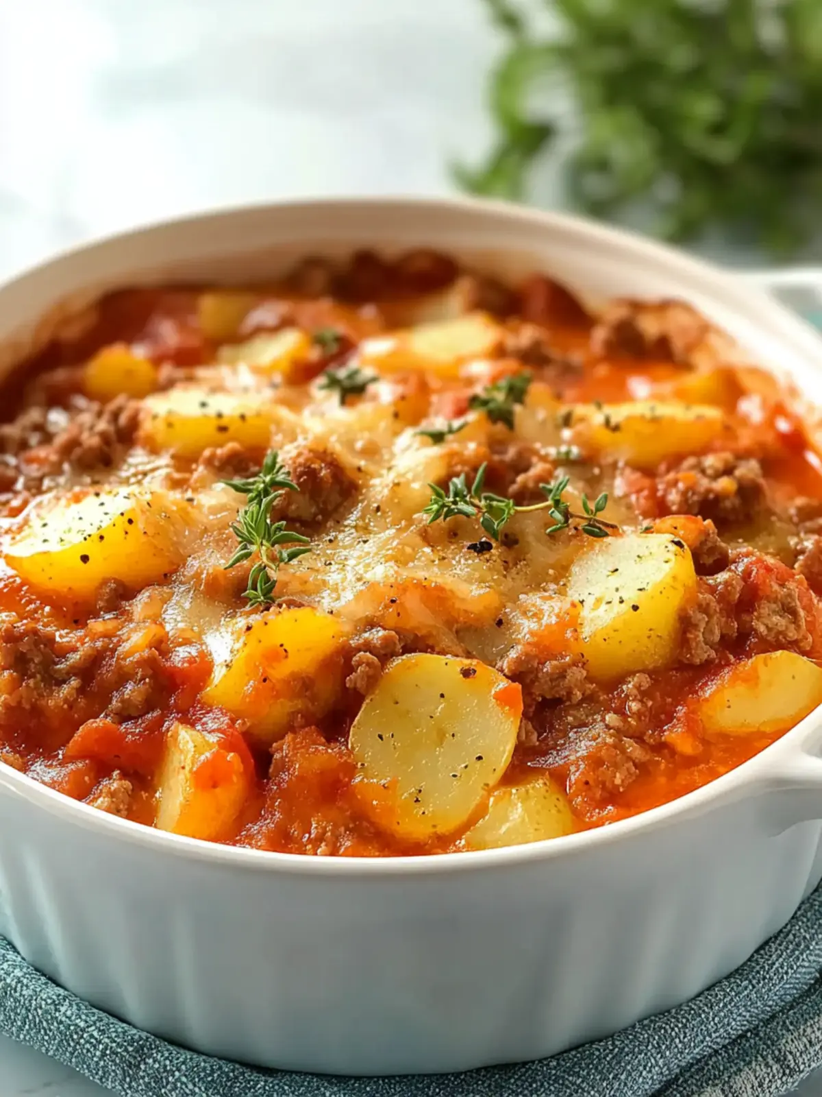 Best Hamburger and Potato Casserole with Tomato Soup