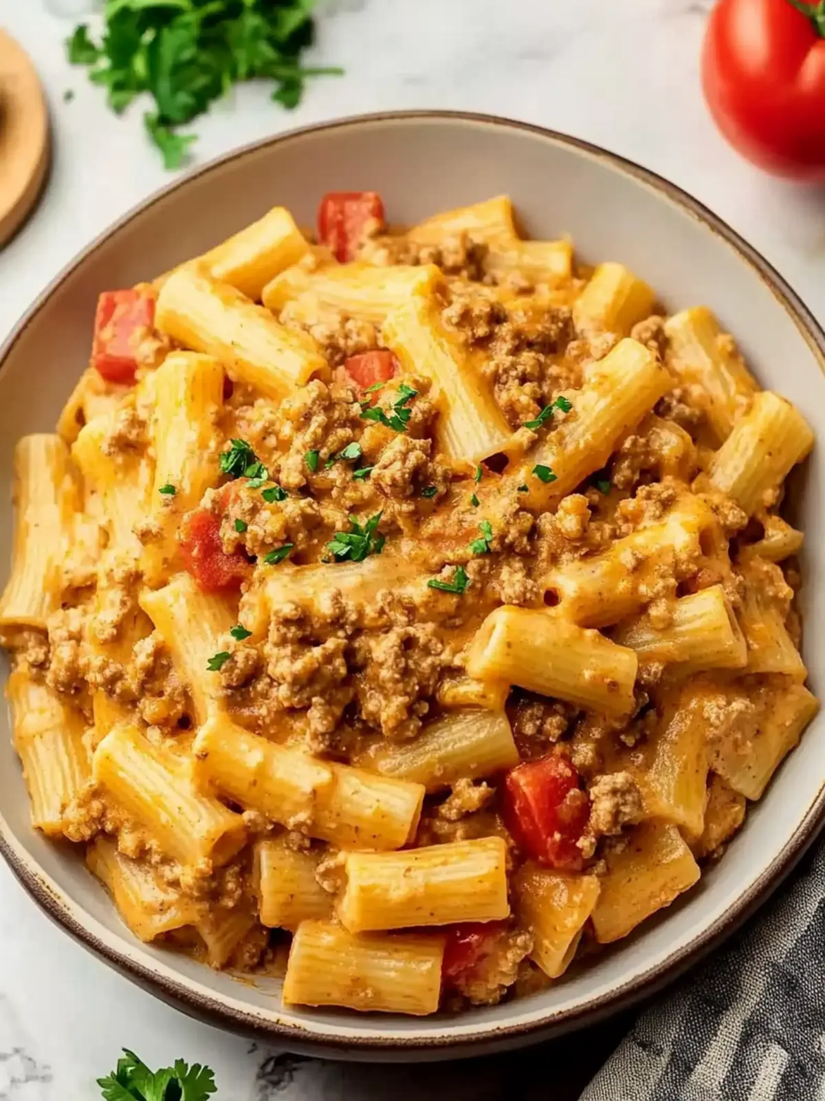 Creamy Rotel Pasta with Ground Beef