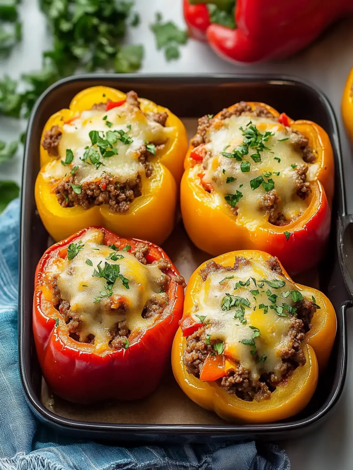 Italian Stuffed Peppers with Ground Beef