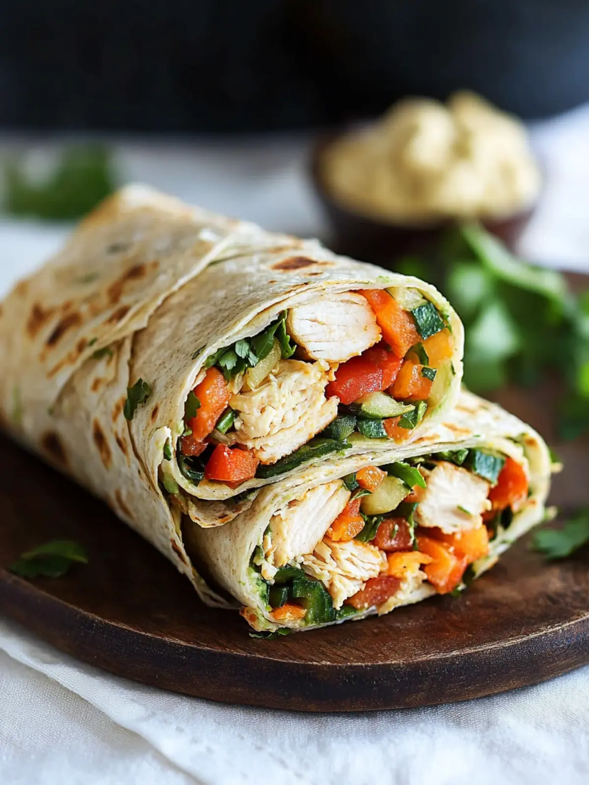 Quick and Healthy Chicken & Hummus Veggie Wraps