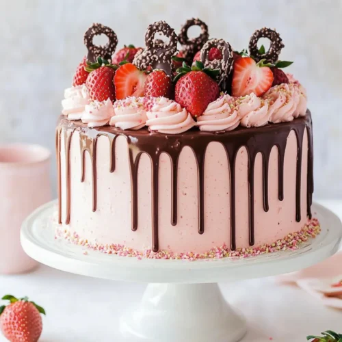 Chocolate Covered Strawberry Drip Cake