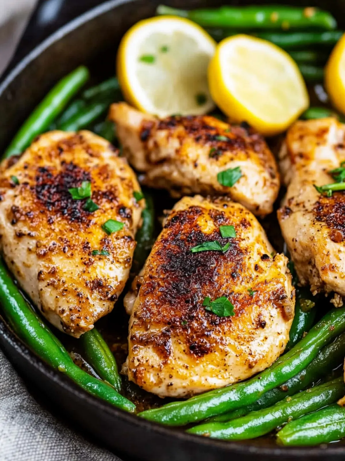 Lemon Garlic Chicken Skillet with Green Beans