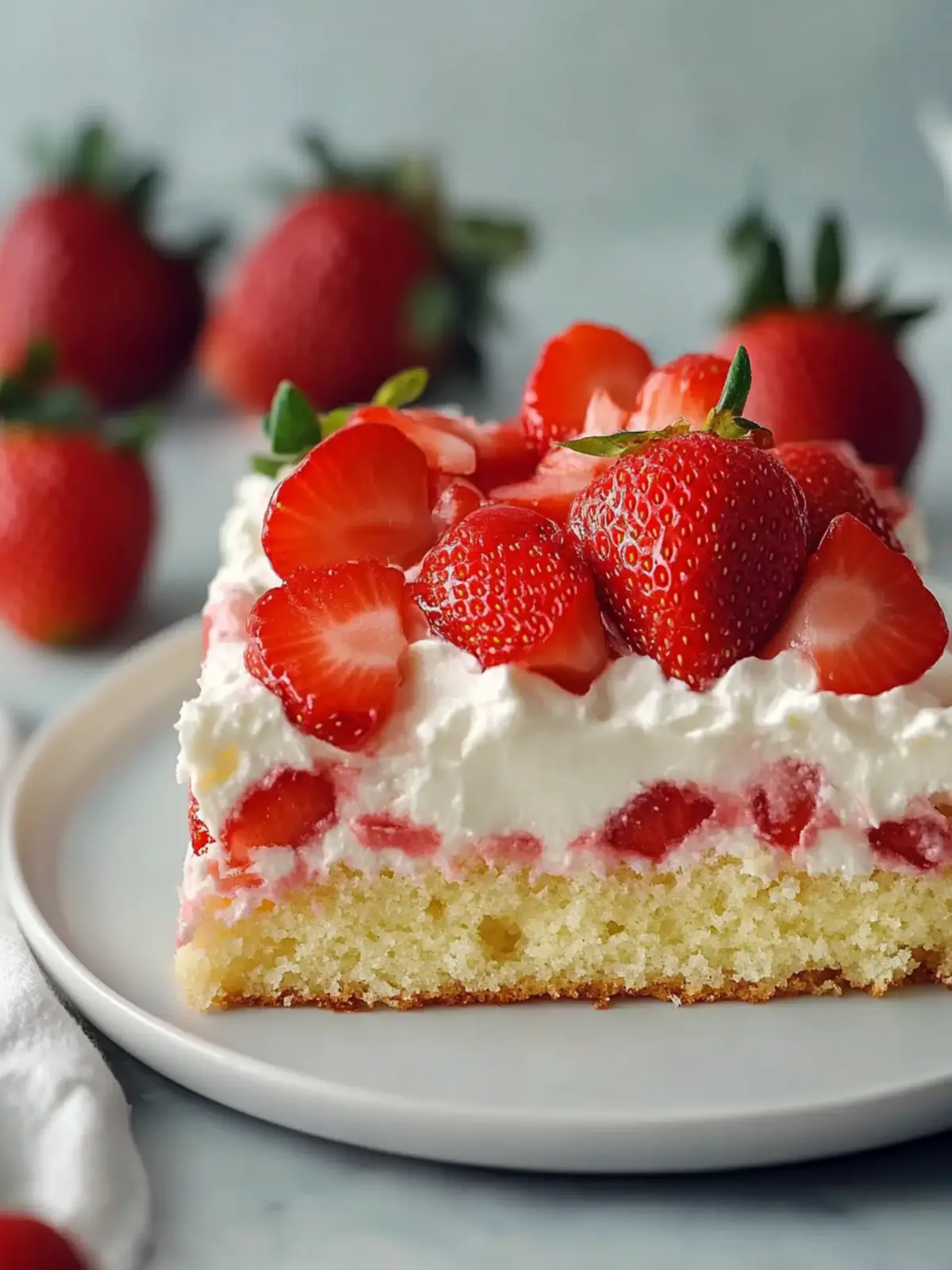 Sweet Strawberry Shortcake Sheet Cake