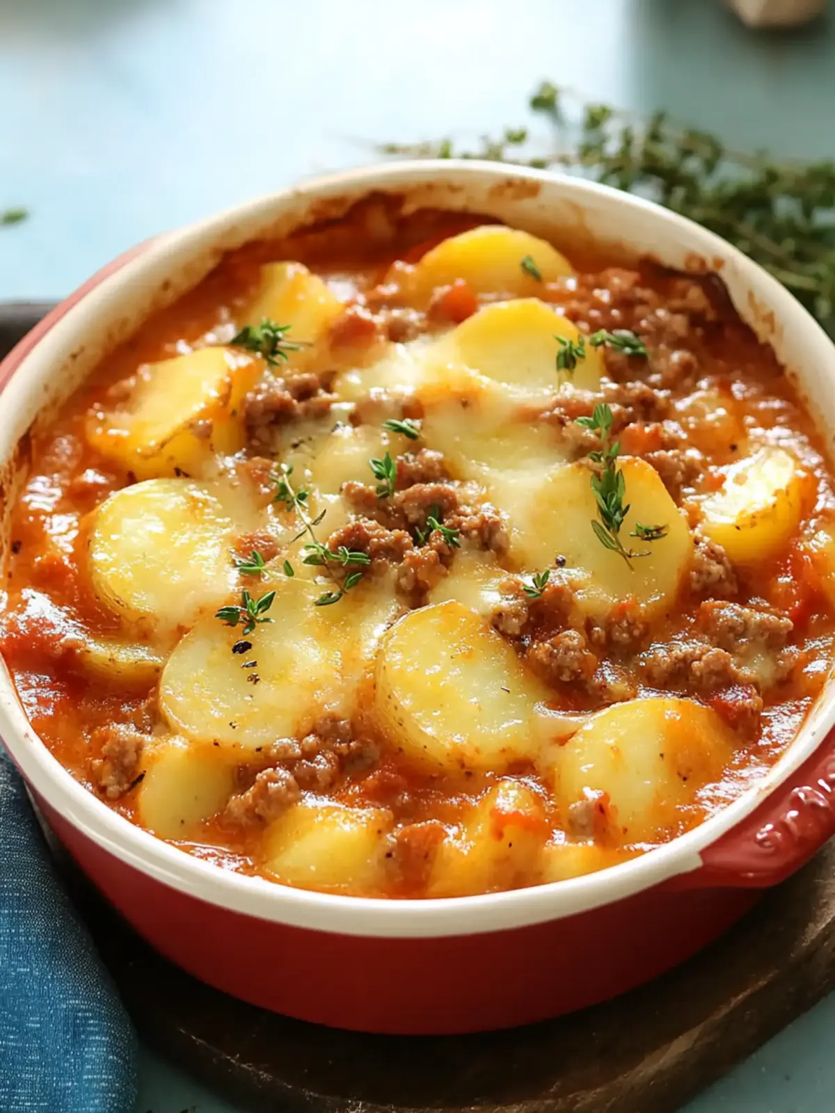 Best Hamburger and Potato Casserole with Tomato Soup