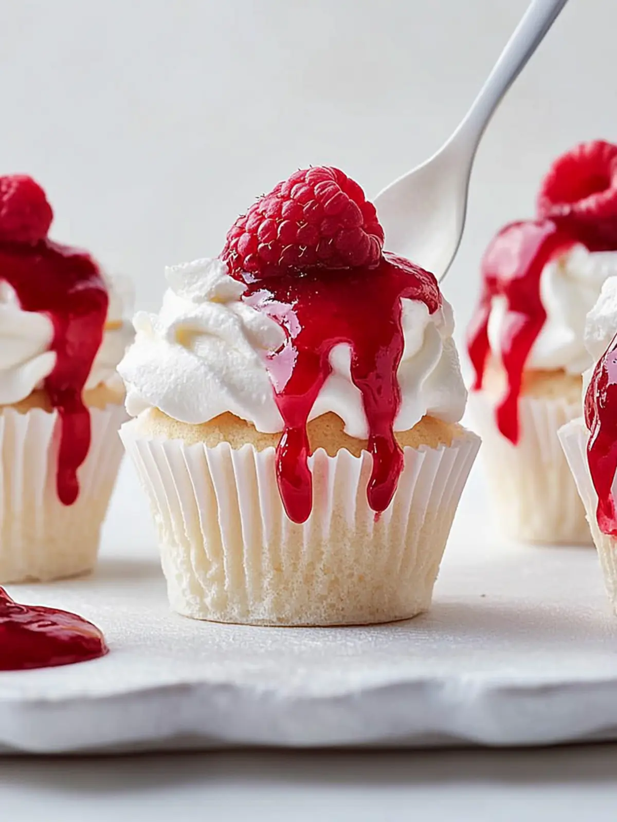 Pavlova Cupcakes With Raspberry Sauce